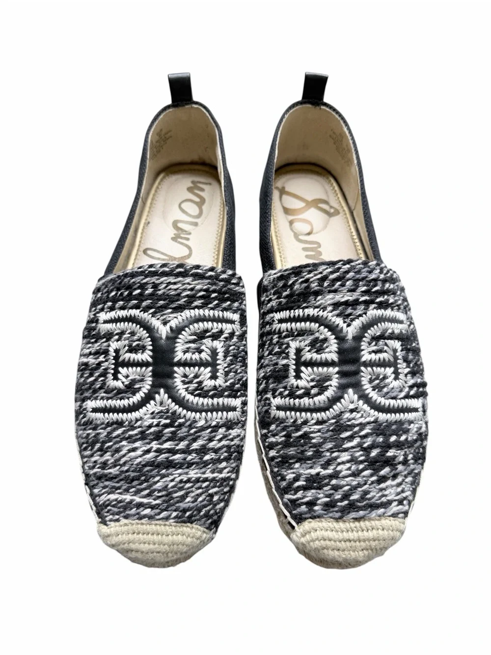 Sam Edelman Khloe Women’s Fabric & Leather Black and Tan Espadrilles Size 10M